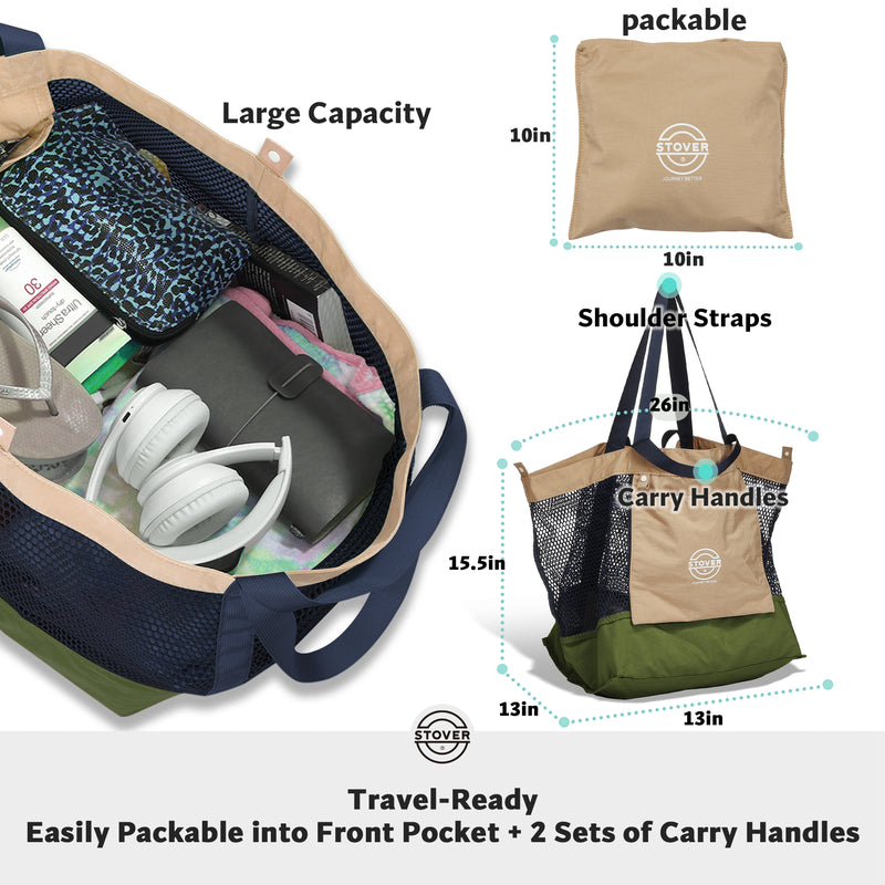Load image into Gallery viewer, Large Mesh Beach Tote Bag