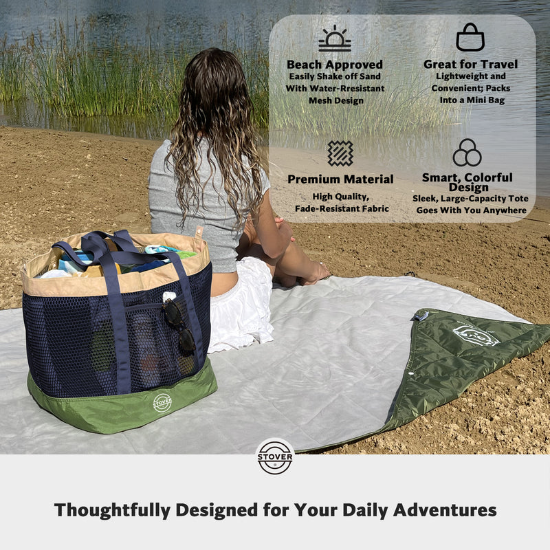 Load image into Gallery viewer, Large Mesh Beach Tote Bag