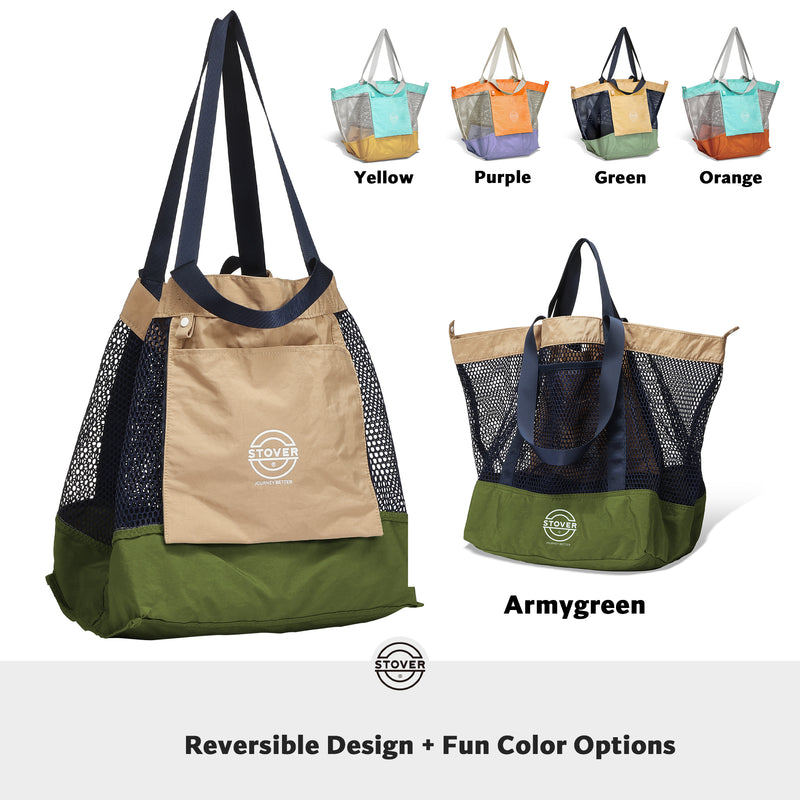 Load image into Gallery viewer, Large Mesh Beach Tote Bag