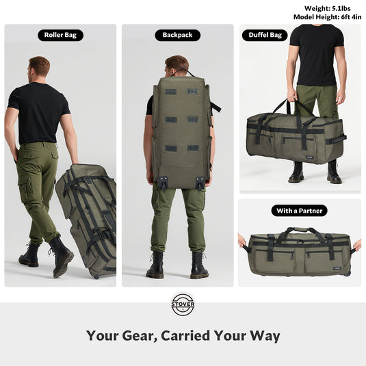 Rolling Duffel Bag with Wheels U-Zip