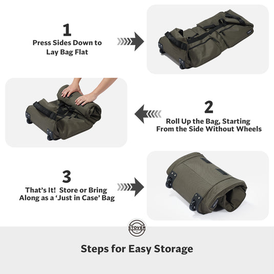 Rolling Duffel Bag with Wheels U-Zip