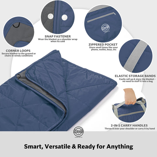 Outdoor Fleece Blanket with Elastic Band